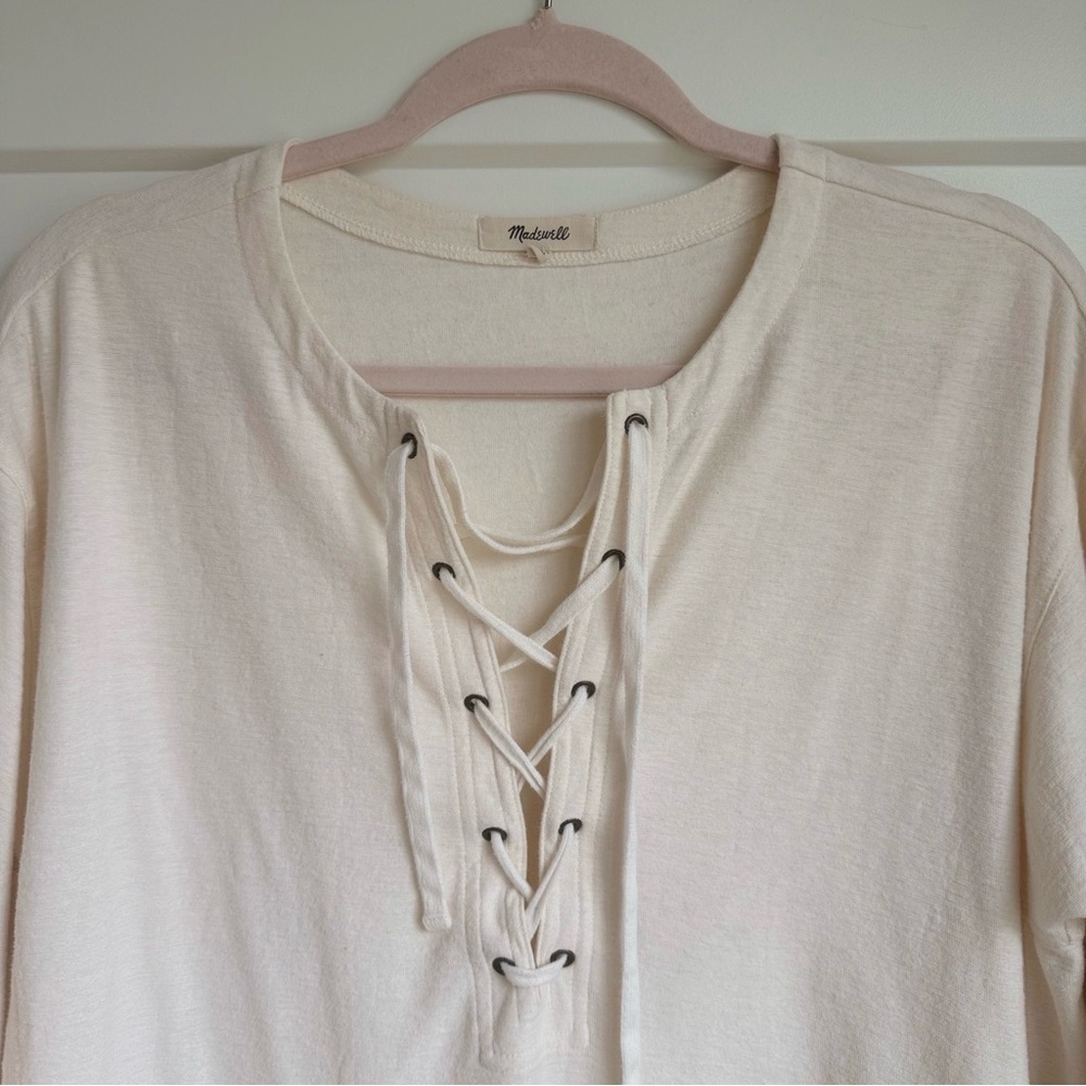 Madewell Lace-Up White Top - Picture 2 of 6